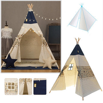 120 x 120 x 160cm White and Blue Ribbon Patter Teepee